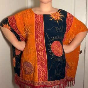 Bohemian Orange and Black Women's Top
